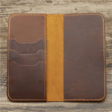 Retro Crazy Horse Leather Men's Wallet Large Capacity Clutch Long Wallet