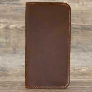 Retro Crazy Horse Leather Men's Wallet Large Capacity Clutch Long Wallet