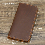 Retro Crazy Horse Leather Men's Wallet Large Capacity Clutch Long Wallet