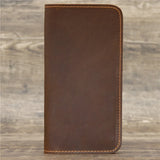 Retro Crazy Horse Leather Men's Wallet Large Capacity Clutch Long Wallet