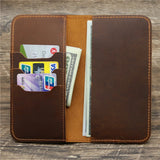 Retro Crazy Horse Leather Men's Wallet Large Capacity Clutch Long Wallet