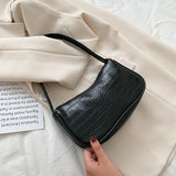 Retro Crocodile Pattern French Shoulder Bag