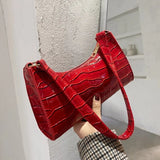 Retro Crocodile Pattern Bag Women PU Leather Armpit Bag French Shoulder Bag