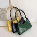 Retro Crocodile Pattern Bag Women PU Leather Armpit Bag French Shoulder Bag