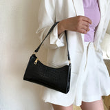 Retro Crocodile Pattern Bag Women PU Leather Armpit Bag French Shoulder Bag