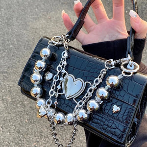 Retro Crocodile Pattern Shoulder Bag For Women Small Square Bag