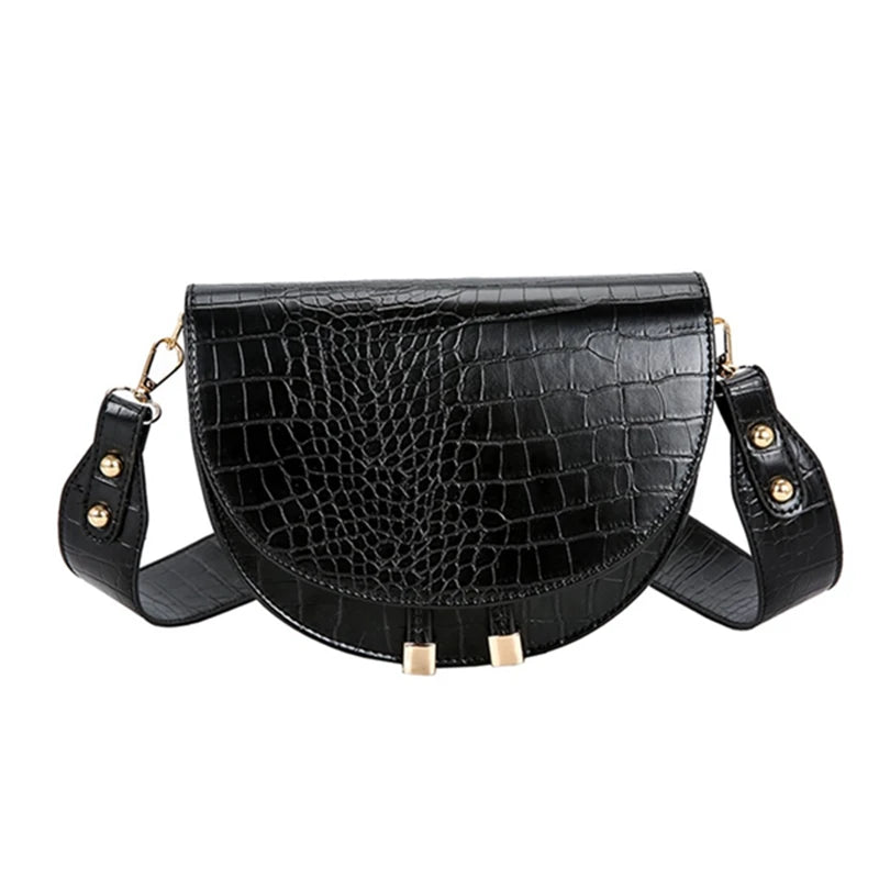 Retro Crocodile Pattern Shoulder Bag Women PU Leather Crossbody Bag