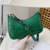 Crocodile Pattern Shoulder Bag for Women PU Leather French Underarm Bags
