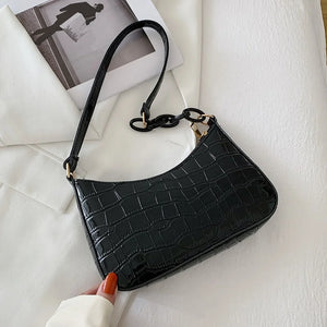 Crocodile Pattern Shoulder Bag for Women PU Leather French Underarm Bags