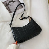 Crocodile Pattern Shoulder Bag for Women PU Leather French Underarm Bags