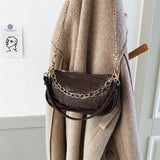Crocodile Pattern Shoulder Bag Retro Style PU Leather Crossbody Square Bag