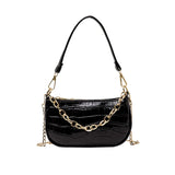 Crocodile Pattern Shoulder Bag Retro Style PU Leather Crossbody Square Bag