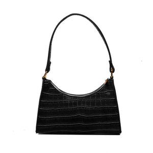Retro Crocodile Pattern Underarm Bag Women Casual Solid PU Leather Shoulder Bag
