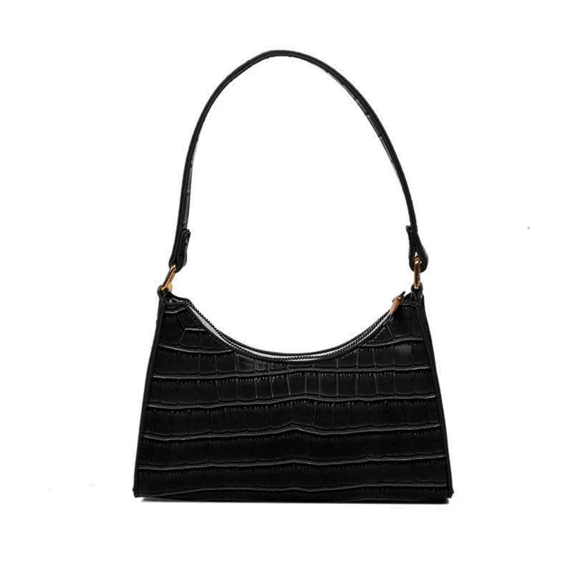 Retro Crocodile Pattern Underarm Bag Women Casual Solid PU Leather Shoulder Bag