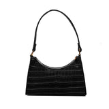Retro Crocodile Pattern Underarm Bag Women Casual Solid PU Leather Shoulder Bag