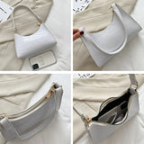 Retro Crocodile Pattern Underarm Bag Women Casual Solid PU Leather Shoulder Bag