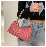 Retro Crocodile Pattern Zipper Handbag Women Tote Shoulder Bag