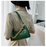 Retro Crocodile Pattern Zipper Handbag Women Tote Shoulder Bag