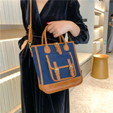 Patchwork Women Bag Denim & PU Leather Crossbody