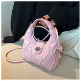 Retro Denim Shoulder Bag for Women Half Moon Hobos Ladies Small Purse