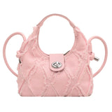 Retro Denim Shoulder Bag for Women Half Moon Hobos Ladies Small Purse