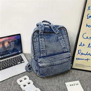 Retro Denim Women Backpack Large Capacity Travel Bags College Student School Bag