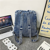 Retro Denim Women Backpack Large Capacity Travel Bags College Student School Bag