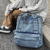 Retro Denim Women Backpack Large Capacity Travel Bags College Student School Bag