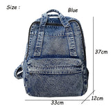 Retro Denim Women Backpack Large Capacity Travel Bags College Student School Bag