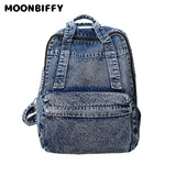 Retro Denim Women Backpack Large Capacity Travel Bags College Student School Bag