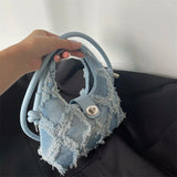 Vintage Denim Women's Shoulder Bag with Tassel