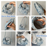 Vintage Denim Women's Shoulder Bag with Tassel