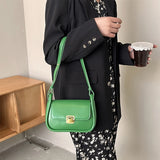 Retro Women's Shoulder Bag PU Texture Messenger Solid Lock Square Bag