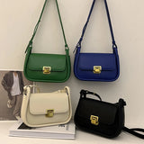 Retro Women's Shoulder Bag PU Texture Messenger Solid Lock Square Bag