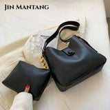 Retro Small Handbag and Purses for Women Summer Trends Travel 2pcs Solid Crossbo