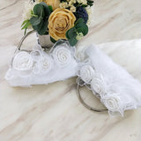 Romantic Rose Flower Decor Beige Handbag Women Wedding Party Silver Shoulder Bag
