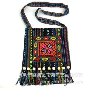Boho Embroidery Tassel Shoulder Bag Hippie Messenger Ethnic Crossbody