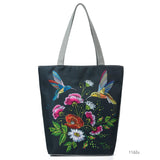 Retro Embroidery Flower Bird Printed Handbags Portable All-match Shoulder Bag