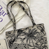 Retro Embroidery Shoulder Bag Lightweight Canvas Clutch Bags
