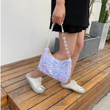 Retro Embroidery Shoulder Bag Nylon Handbag Female Small Subaxillary Bags