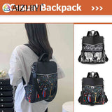 Retro Ethnic Backpack Women Girl Oxford Cloth School Casual Travel Rucksack