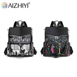 Retro Ethnic Backpack Women Girl Oxford Cloth School Casual Travel Rucksack