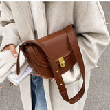 Retro Saddle Shoulder Purses Half Moon Clutch Handle Bags