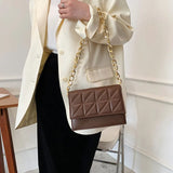 Retro Chain Strap Handbags Women Soft Leather Shoulder Bag Square