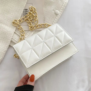 Retro Chain Strap Handbags Women Soft Leather Shoulder Bag Square