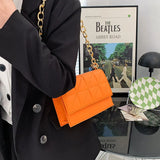 Retro Chain Strap Handbags Women Soft Leather Shoulder Bag Square