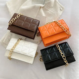 Retro Chain Strap Handbags Women Soft Leather Shoulder Bag Square