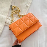 Retro Chain Strap Handbags Women Soft Leather Shoulder Bag Square