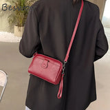 Retro Crossbody Bag Cow Leather Handbag Small Square Shoulder Messenger Bag