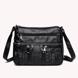 Retro Crossbody Shoulder Bag Women PU Soft Leather Female Solid Handbag